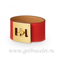 Hermes Kelly Perro Pulsera Roja Con Oro