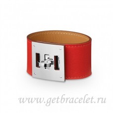 Hermes Kelly Perro Pulsera Roja Con Plata