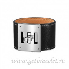 Hermes Kelly Perro Pulsera Negro Con Plata
