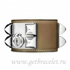 Pulsera Hermes Collier de Chien color topo con plata
