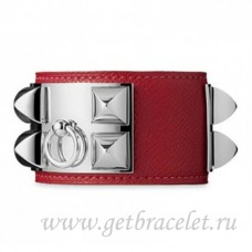 Pulsera Hermes Collier de Chien Roja con Plata