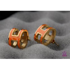 Pendientes Hermes Pop H naranja en oro amarillo