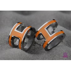 Pendientes Hermes Pop H Naranja en Oro Blanco