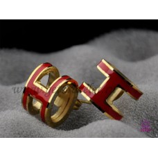Pendientes Hermes Pop H rojos en oro amarillo