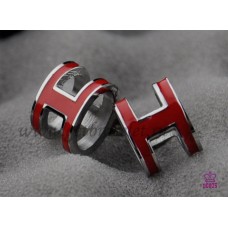 Pendientes Hermes Pop H Rojo en Oro Blanco