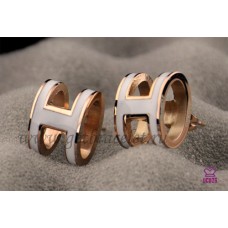 Pendientes Hermes Pop H blancos en oro rosa