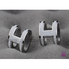 Pendientes Hermes Pop H Blanco en Oro Blanco