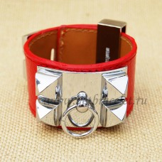Pulsera Hermes Collier de Chien Rojo Plata Rojo Plata
