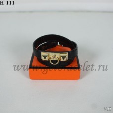 Pulsera Hermes Rivale de doble vuelta en oro negro