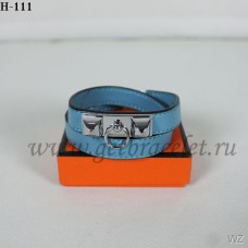 Hermes Rivale pulsera de doble vuelta azul plata