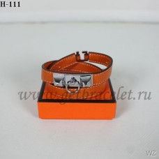 Hermes Rivale pulsera de doble vuelta naranja plata