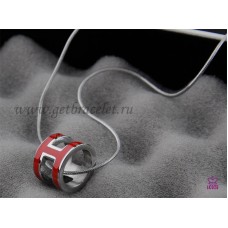 Hermes 3D Pop “H” Collar con logo de hueso de serpiente rojo en oro blanco