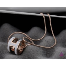 Hermes 3D Pop “H” Collar blanco con logo de hueso de serpiente en oro rosa