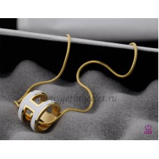 Hermes 3D Pop “H” Collar blanco con logo de hueso de serpiente en oro amarillo