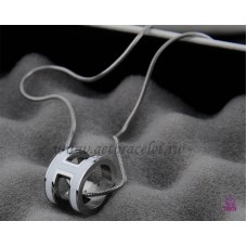 Hermes 3D Pop “H” Collar blanco con logo de hueso de serpiente en oro blanco