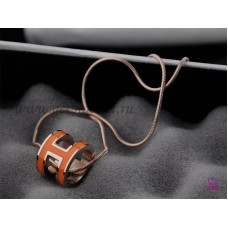 Hermes 3D Pop “H” Collar naranja con logo de hueso de serpiente en oro rosa