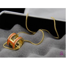 Hermes 3D Pop “H” Collar naranja con logo de hueso de serpiente en oro amarillo