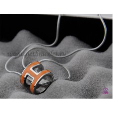 Hermes 3D Pop “H” Collar naranja con logo de hueso de serpiente en oro blanco