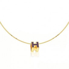 Collar Hermes Cage dH Púrpura en Laca de Oro Amarillo