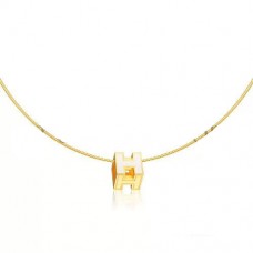 Collar Hermes Cage dH blanco en oro amarillo lacado