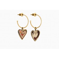 Dior Dioramour Pendientes de aro de latón vintage asimétricos con colgante en forma de corazón multicolor para mujer