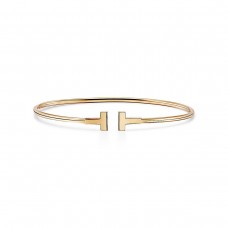 Tiffany Co. Pulsera de alambre con anillo en T doble Plata/Oro amarillo/Oro rosa