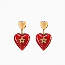 Dior Dioramour Pendientes colgantes de latón con colgante de corazón rojo para mujer Precio