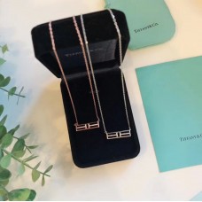 Colgante Tiffany T con dos barras horizontales abiertas, collar de diamantes para mujer, oro rosa/oro amarillo/plata