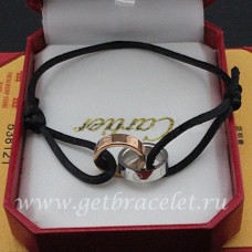 Pulsera Cartier Love Oro Rosa Oro Blanco Cordón Negro