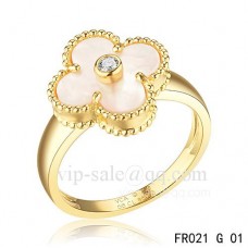 Anillo Van Cleef Alhambra de oro amarillo con nácar blanco