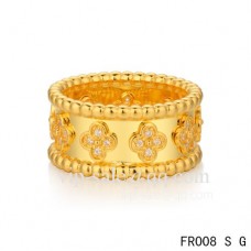 Anillo de trébol de Van Cleef Arpels en amarillo con diamantes redondos