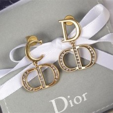 Christian Dior CD Logo Colgante inicial Latón antiguo Metal Mujeres Diamantes Pendientes colgantes para