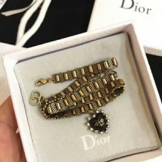 Christian Dior negro colgante en forma de corazón abeja de latón encantadoras hembras diamantes gargantilla