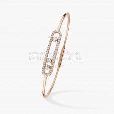 Pulsera Messika de diamantes Move Pave Thin en oro rosa y oro blanco
