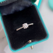 Anillo de cuentas de plata esterlina Tiffany con cuatro garras 925, joyería de diamantes para mujer