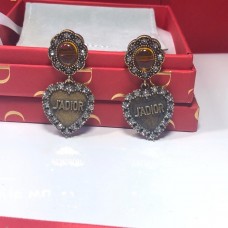 Dior LAmour Avenir Colgante de corazón de cristal amarillo Mujer Pendientes de diamantes en tono dorado envejecido