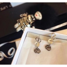 Pendientes colgantes de plata de ley con cristales blancos y motivo Dior en forma de CD Lista de precios