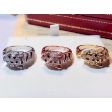 Anillo Panthere de Cartier Oro blanco/Oro amarillo/Esmeraldas rosas y ónix con diamantes