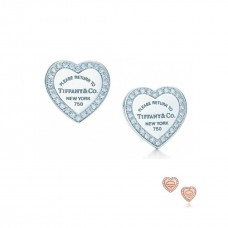 Pendientes Tiffany Corazón Plata Esterlina Diamantes Mujer