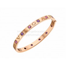 Brazalete BVLGARI BVLGARI de Oro Rosa con 6 Amatistas y 6 Turmalinas Rosas