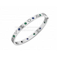 Brazalete BVLGARI BVLGARI de Oro blanco con 6 Zafiros Azules y 6 Tsavoritas