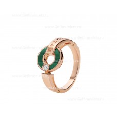 Anillo BVLGARI BVLGARI calado en oro rosa de 18 quilates con elementos de malaquita y un diamante redondo de talla brillante
