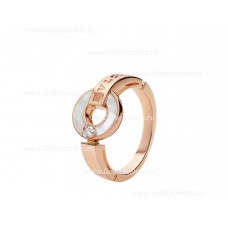 Anillo BVLGARI BVLGARI calado en oro rosa de 18 quilates con elementos de nácar y un diamante redondo de talla brillante