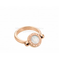 BVLGARI BVLGARI Juego de anillos tipo flip en oro rosa con elementos de nácar y cornalina