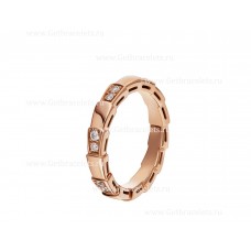 Anillo BVLGARI con forma de víbora Serpenti pequeña en oro rosado de 18 k con semipavé de diamantes