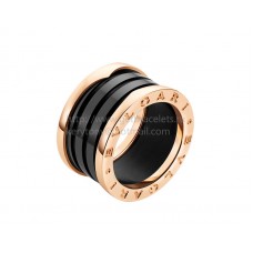 Anillo Bvlgari B.zero1 de 4 bandas en oro rosa con cerámica negra