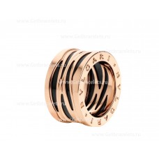 Anillo Bvlgari B.zero1 Legend de cuatro bandas en oro rosa de 18 quilates y cerámica negra
