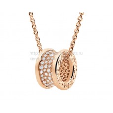 Colgante Bvlgari B.zero1 con pavé de diamantes y cadena de oro rosa