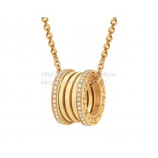 Colgante con cadena Bvlgari B.zero1 en oro amarillo con pavé de diamantes en los bordes