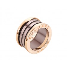 Anillo Bvlgari B.zero1 ROMA de 4 bandas en oro rosa con cerámica de bronce